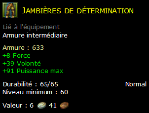 Jambières de détermination