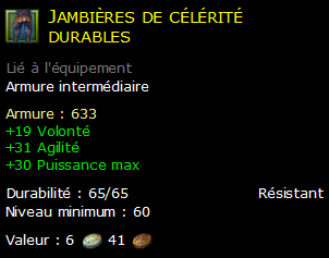 Jambières de célérité durables