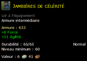 Jambières de célérité