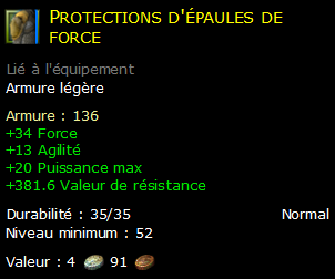 Protections d'épaules de force