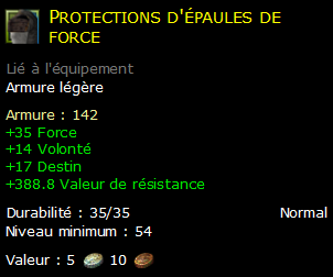 Protections d'épaules de force