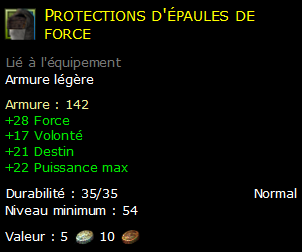 Protections d'épaules de force