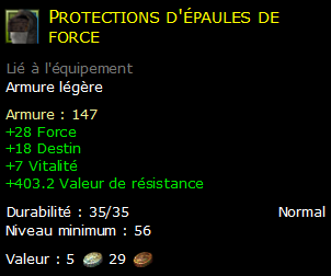 Protections d'épaules de force