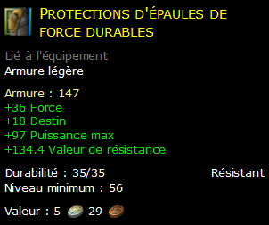 Protections d'épaules de force durables