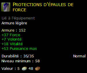 Protections d'épaules de force