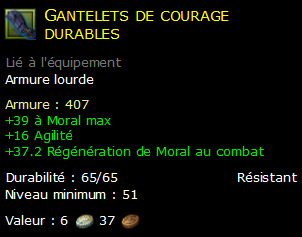 Gantelets de courage durables