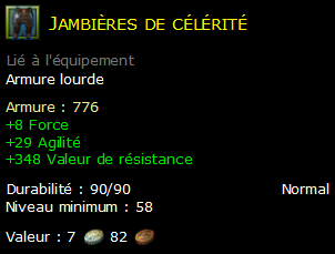 Jambières de célérité