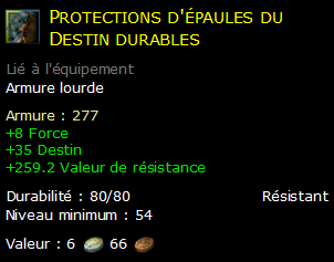 Protections d'épaules du Destin durables