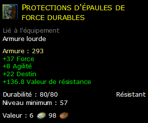 Protections d'épaules de force durables