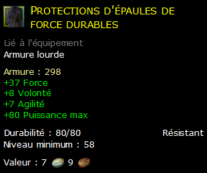 Protections d'épaules de force durables