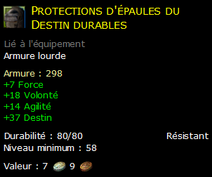 Protections d'épaules du Destin durables