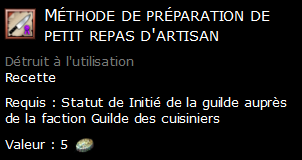 Méthode de préparation de petit repas d'artisan