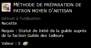 Méthode de préparation de patron moyen d'artisan