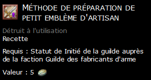 Méthode de préparation de petit emblème d'artisan