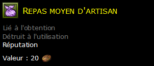 Repas moyen d'artisan