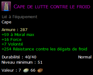 Cape de lutte contre le froid