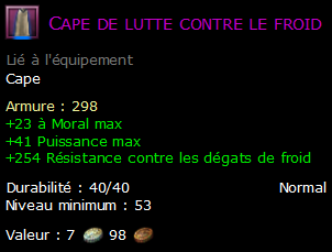 Cape de lutte contre le froid