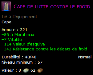 Cape de lutte contre le froid