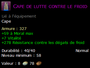 Cape de lutte contre le froid