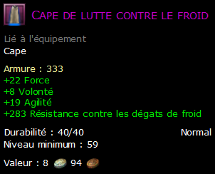 Cape de lutte contre le froid