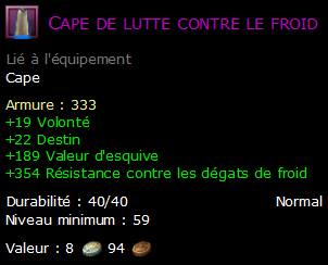 Cape de lutte contre le froid