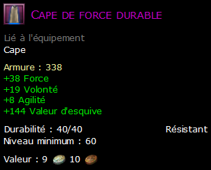 Cape de force durable