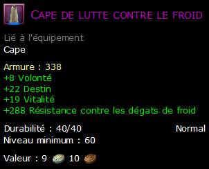 Cape de lutte contre le froid