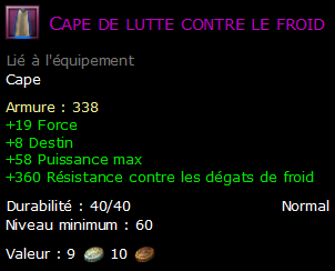 Cape de lutte contre le froid