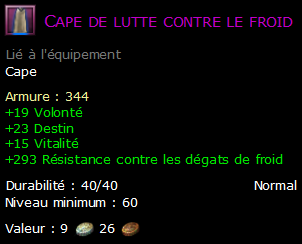 Cape de lutte contre le froid