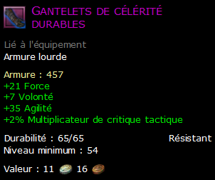 Gantelets de célérité durables