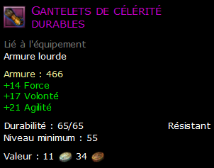 Gantelets de célérité durables