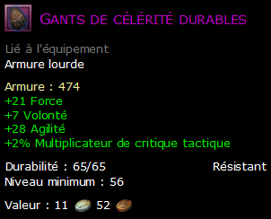 Gants de célérité durables