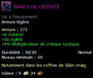 Gants de célérité