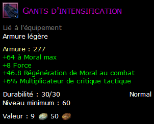 Gants d'intensification