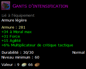 Gants d'intensification