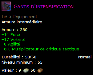 Gants d'intensification