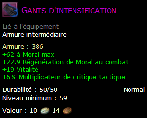 Gants d'intensification