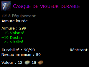 Casque de vigueur durable