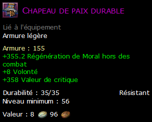 Chapeau de paix durable