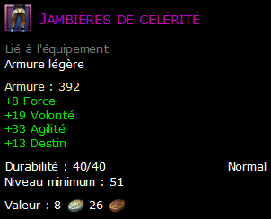 Jambières de célérité