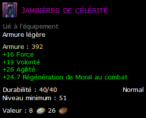 Jambières de célérité