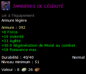 Jambières de célérité