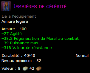 Jambières de célérité