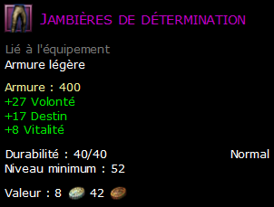 Jambières de détermination