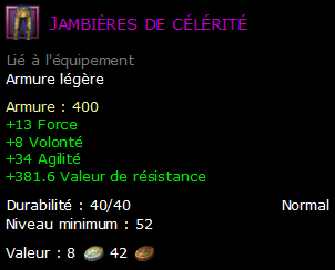 Jambières de célérité