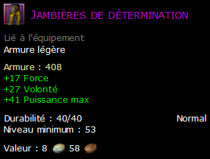 Jambières de détermination