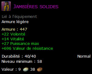 Jambières solides