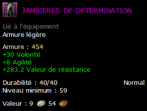 Jambières de détermination