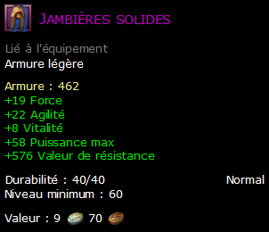 Jambières solides