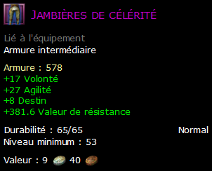 Jambières de célérité